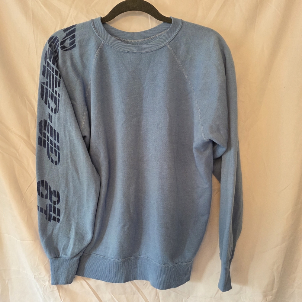 Vintage Blue Crewneck Distressed Sweatshirt Round-Up 84 Size Large